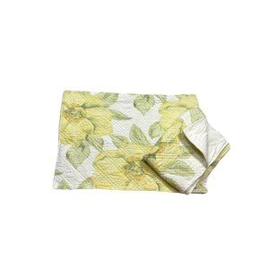 Bella Lux Designer Shams Pillowcases White Yellow Floral Pattern Ties Bedding